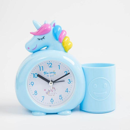 ANSTONIA® Analog Plastic Unicorn Side Table Alarm Clock with Pen/Pencil Stand for Kids Clock